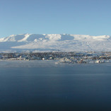 Horft í vestur yfir Eyjafjörðinn og Akureyri. Myndin var tekin sl. vetur.