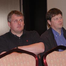 Samherjafrændur á aðalfundi Kaldbaks í dag; Kristján Vilhelmsson og Þorsteinn Már Baldvinsson, sem v…