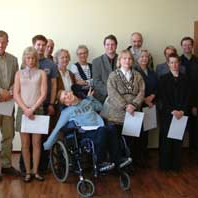 Styrkþegar eða fulltrúar styrkþega á Akureyri í dag.