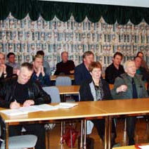 Hluti fundarmanna á deildarfundi KEA á Rimum í Svarfaðardal.