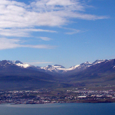 Horft yfir Akureyri.